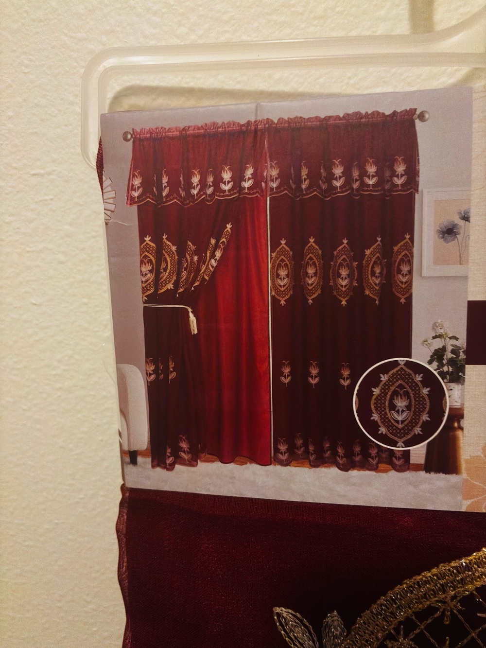 Stellah Maroon Curtain Panel with Gold Embroidered Medallions